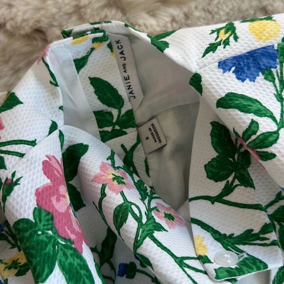 Janie and Jack Floral Pique Romper Size 6 Girls - Picture 7 of 7